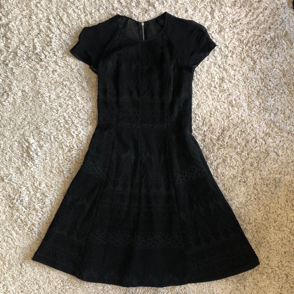 Rebecca Taylor black shirt sleeve dress, 0